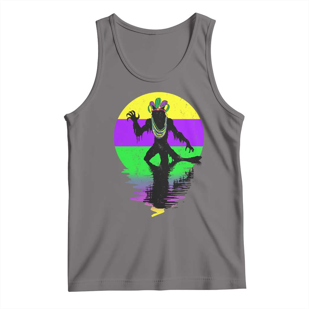 Funny Mardi Gras Rougarou Tank Top Beads Carnival Cryptids Of Louisiana TS11 Deep Heather Print Your Wear