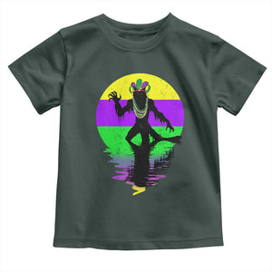 Funny Mardi Gras Rougarou Toddler T Shirt Beads Carnival Cryptids Of Louisiana TS11 Dark Forest Green Print Your Wear