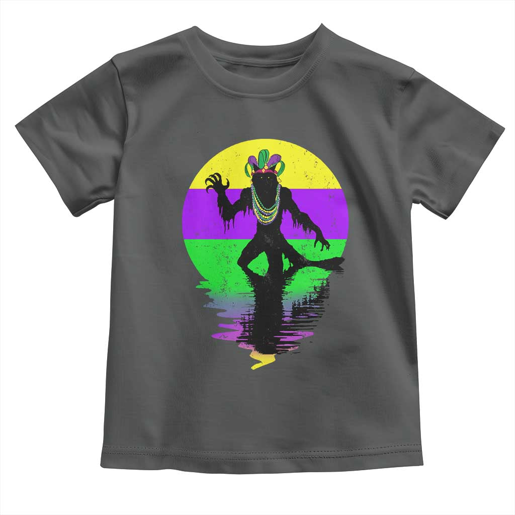 Funny Mardi Gras Rougarou Toddler T Shirt Beads Carnival Cryptids Of Louisiana TS11 Dark Heather Print Your Wear