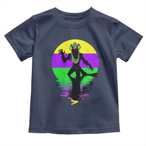 Funny Mardi Gras Rougarou Toddler T Shirt Beads Carnival Cryptids Of Louisiana TS11 Navy Print Your Wear