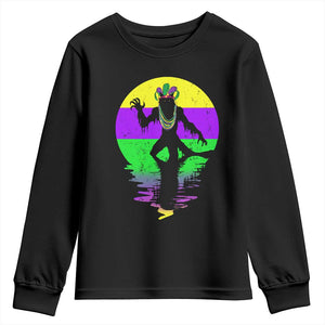 Funny Mardi Gras Rougarou Youth Sweatshirt Beads Carnival Cryptids Of Louisiana TS11 Black Print Your Wear