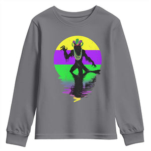 Funny Mardi Gras Rougarou Youth Sweatshirt Beads Carnival Cryptids Of Louisiana TS11 Charcoal Print Your Wear