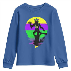 Funny Mardi Gras Rougarou Youth Sweatshirt Beads Carnival Cryptids Of Louisiana TS11 Royal Blue Print Your Wear