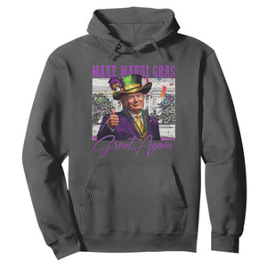 Funny Trump Mardi Gras Hoodie Make Mardi Gras Great Again White House Parade TS11 Dark Heather Print Your Wear