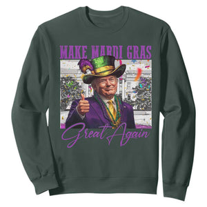 Funny Trump Mardi Gras Sweatshirt Make Mardi Gras Great Again White House Parade TS11 Dark Forest Green Print Your Wear