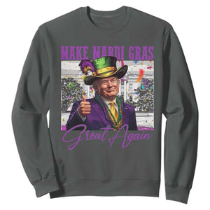 Funny Trump Mardi Gras Sweatshirt Make Mardi Gras Great Again White House Parade TS11 Dark Heather Print Your Wear