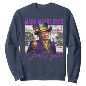 Funny Trump Mardi Gras Sweatshirt Make Mardi Gras Great Again White House Parade TS11 Navy Print Your Wear