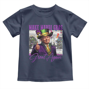 Funny Trump Mardi Gras Toddler T Shirt Make Mardi Gras Great Again White House Parade TS11 Navy Print Your Wear