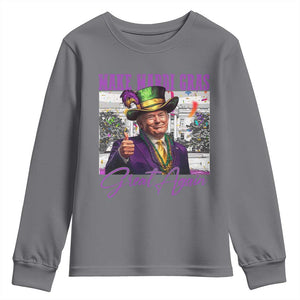 Funny Trump Mardi Gras Youth Sweatshirt Make Mardi Gras Great Again White House Parade TS11 Charcoal Print Your Wear