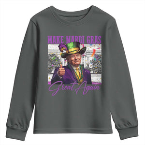 Funny Trump Mardi Gras Youth Sweatshirt Make Mardi Gras Great Again White House Parade TS11 Dark Heather Print Your Wear