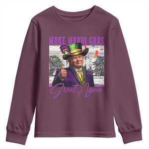Funny Trump Mardi Gras Youth Sweatshirt Make Mardi Gras Great Again White House Parade TS11 Maroon Print Your Wear