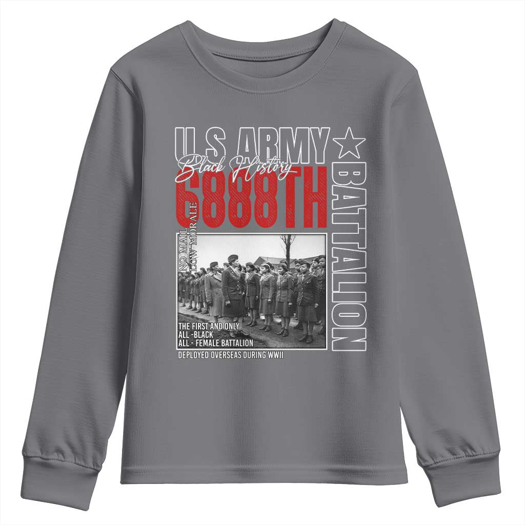 6888th Battalion Youth Sweatshirt The First And Only All Black Female Battalion Black History Month TS11 Charcoal Print Your Wear