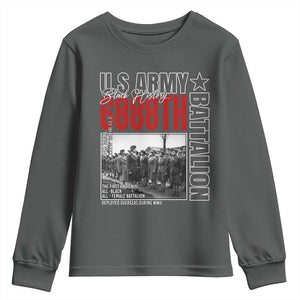 6888th Battalion Youth Sweatshirt The First And Only All Black Female Battalion Black History Month TS11 Dark Heather Print Your Wear