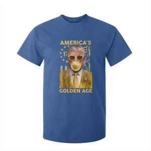 Funny Trump 2025 American's Golden Age T Shirt For Kid Trump Bubble Gum Gold American Flag TS11 Royal Blue Print Your Wear