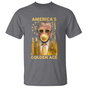 Funny Trump 2025 American's Golden Age T Shirt Trump Bubble Gum Gold American Flag TS11 Charcoal Print Your Wear