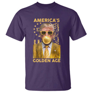Funny Trump 2025 American's Golden Age T Shirt Trump Bubble Gum Gold American Flag TS11 Purple Print Your Wear