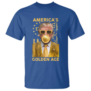 Funny Trump 2025 American's Golden Age T Shirt Trump Bubble Gum Gold American Flag TS11 Royal Blue Print Your Wear