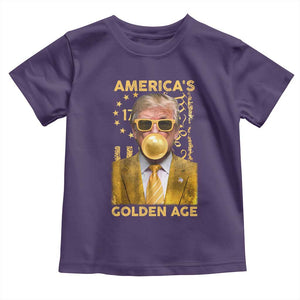 Funny Trump 2025 American's Golden Age Toddler T Shirt Trump Bubble Gum Gold American Flag TS11 Purple Print Your Wear