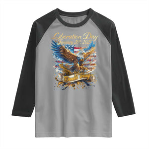 Trump Liberation Day 2025 Raglan Shirt Gold Eagle Vintage American Flag TS11 Sport Gray Black Print Your Wear