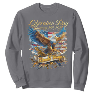Trump Liberation Day 2025 Sweatshirt Gold Eagle Vintage American Flag TS11 Charcoal Print Your Wear