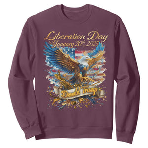 Trump Liberation Day 2025 Sweatshirt Gold Eagle Vintage American Flag TS11 Maroon Print Your Wear