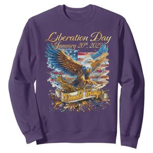Trump Liberation Day 2025 Sweatshirt Gold Eagle Vintage American Flag TS11 Purple Print Your Wear