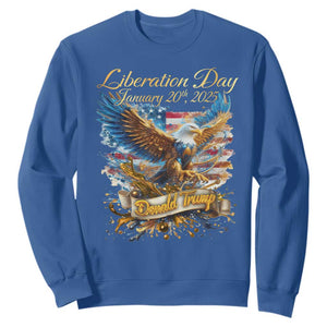 Trump Liberation Day 2025 Sweatshirt Gold Eagle Vintage American Flag TS11 Royal Blue Print Your Wear