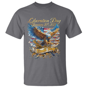 Trump Liberation Day 2025 T Shirt Gold Eagle Vintage American Flag TS11 Charcoal Print Your Wear