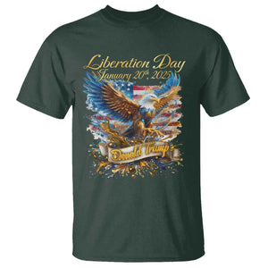 Trump Liberation Day 2025 T Shirt Gold Eagle Vintage American Flag TS11 Dark Forest Green Print Your Wear