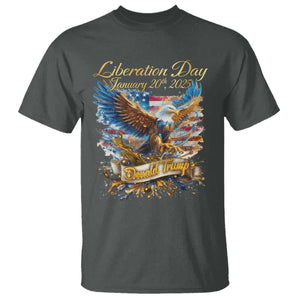 Trump Liberation Day 2025 T Shirt Gold Eagle Vintage American Flag TS11 Dark Heather Print Your Wear