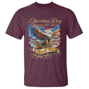 Trump Liberation Day 2025 T Shirt Gold Eagle Vintage American Flag TS11 Maroon Print Your Wear
