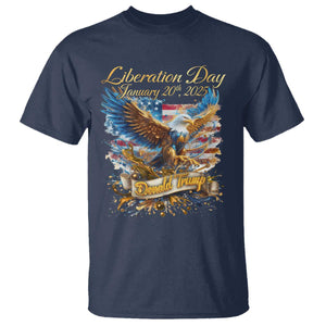 Trump Liberation Day 2025 T Shirt Gold Eagle Vintage American Flag TS11 Navy Print Your Wear