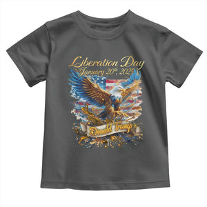 Trump Liberation Day 2025 Toddler T Shirt Gold Eagle Vintage American Flag TS11 Dark Heather Print Your Wear