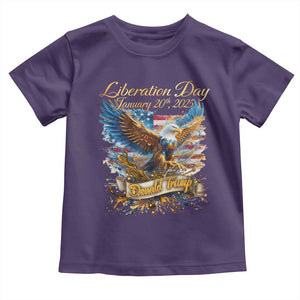 Trump Liberation Day 2025 Toddler T Shirt Gold Eagle Vintage American Flag TS11 Purple Print Your Wear