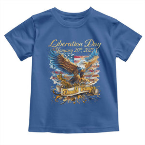 Trump Liberation Day 2025 Toddler T Shirt Gold Eagle Vintage American Flag TS11 Royal Blue Print Your Wear