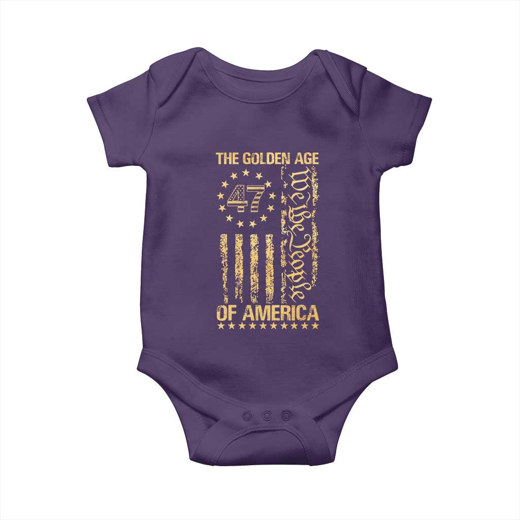 Trump 2025 The Golden Age Of America Baby Onesie 47TH President Golden American Flag TS11 Purple Print Your Wear