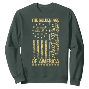 Trump 2025 The Golden Age Of America Sweatshirt 47TH President Golden American Flag TS11 Dark Forest Green Print Your Wear