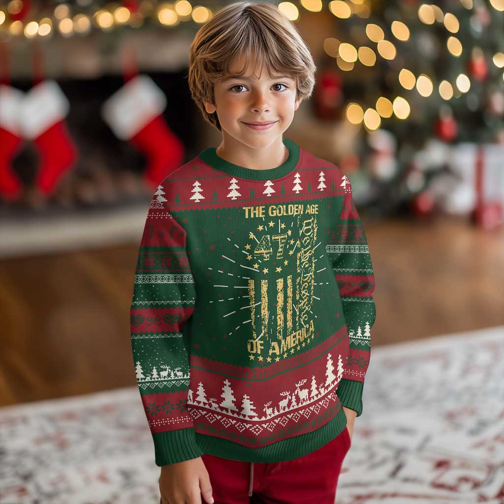 Trump 2025 The Golden Age Of America Ugly Christmas Sweater 47TH President Golden American Flag TS11 Christmas Print Your Wear