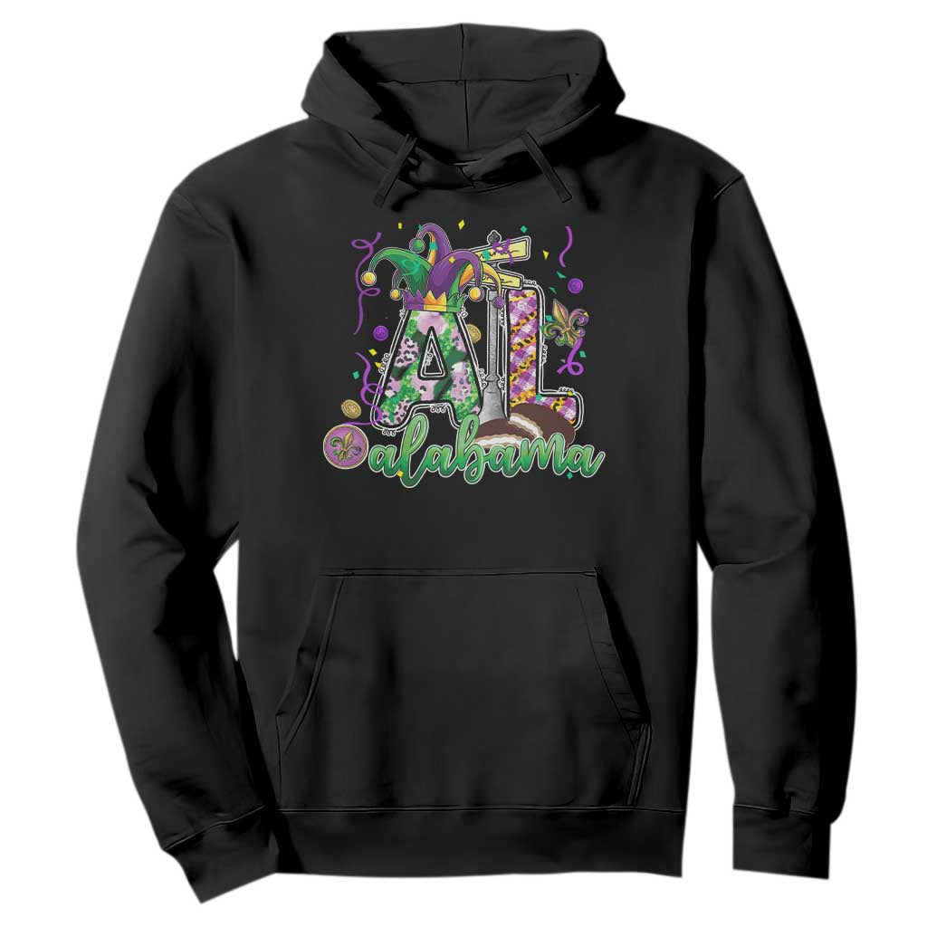 Funny Mardi Gras In Alabama AL Hoodie Moon Pie Jester Hat TS11 Black Print Your Wear
