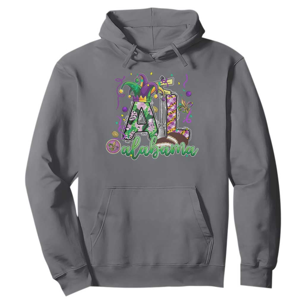 Funny Mardi Gras In Alabama AL Hoodie Moon Pie Jester Hat TS11 Charcoal Print Your Wear