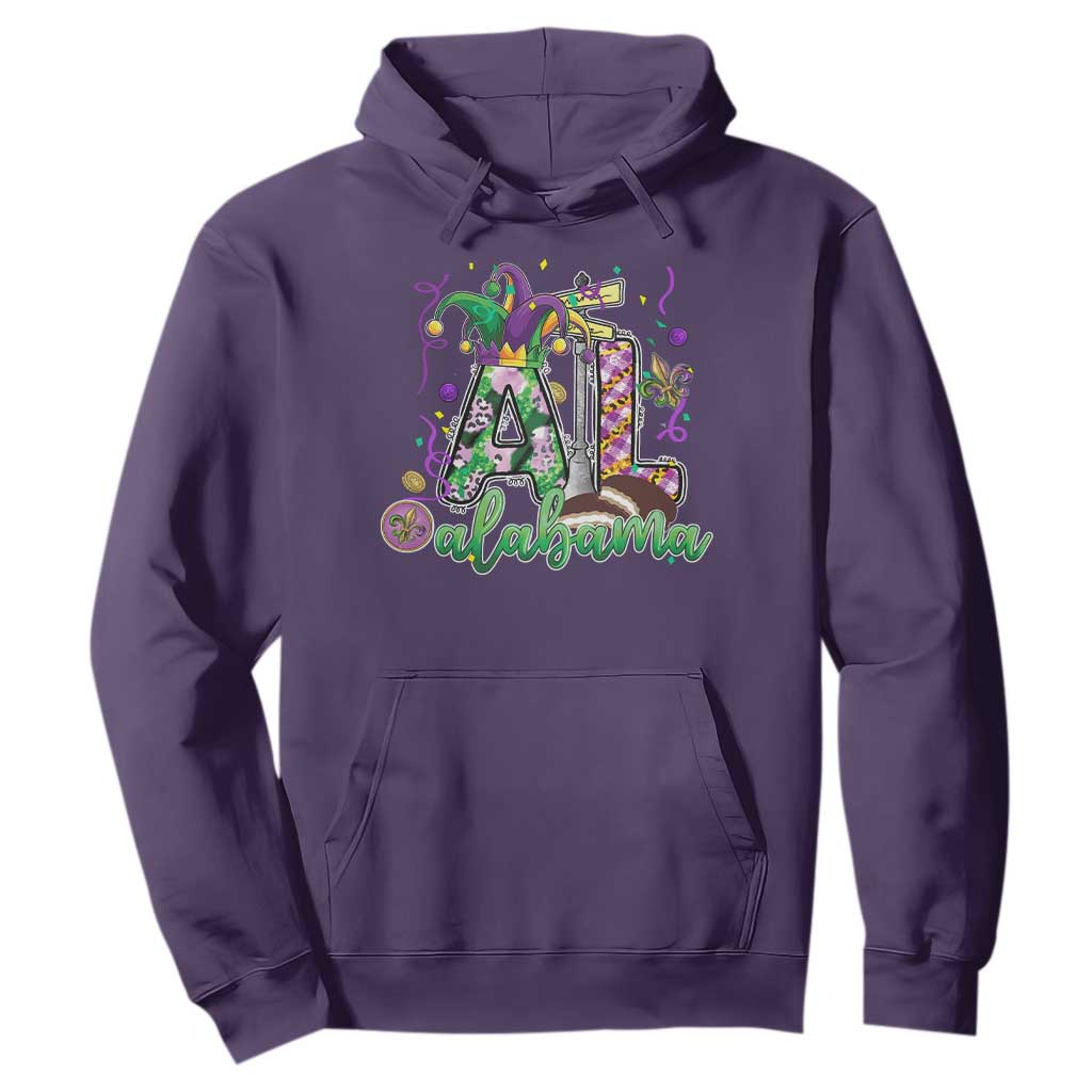 Funny Mardi Gras In Alabama AL Hoodie Moon Pie Jester Hat TS11 Purple Print Your Wear