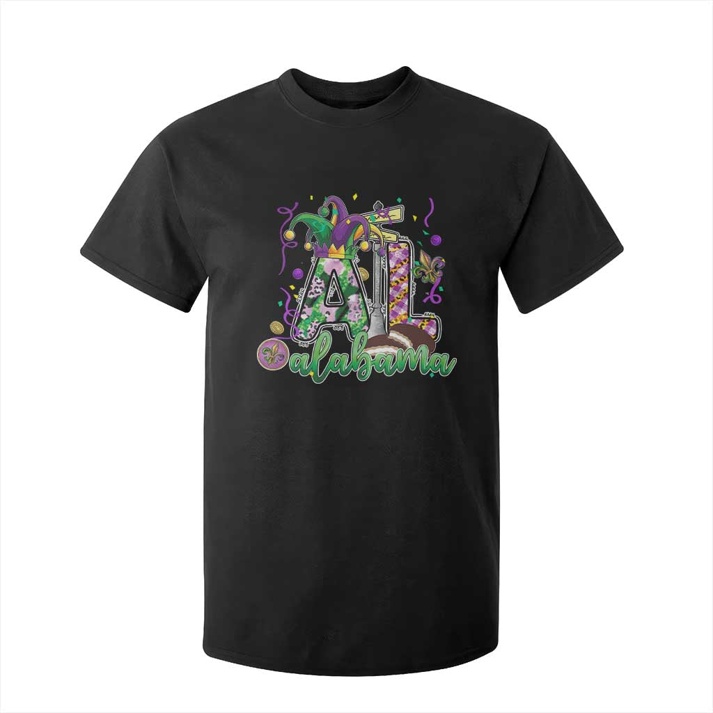 Funny Mardi Gras In Alabama AL T Shirt For Kid Moon Pie Jester Hat TS11 Black Print Your Wear