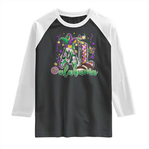 Funny Mardi Gras In Alabama AL Raglan Shirt Moon Pie Jester Hat TS11 Black White Print Your Wear