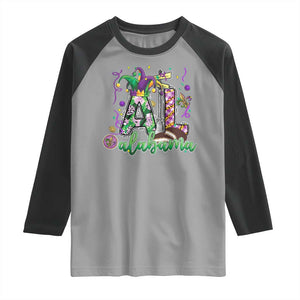 Funny Mardi Gras In Alabama AL Raglan Shirt Moon Pie Jester Hat TS11 Sport Gray Black Print Your Wear