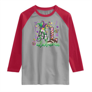 Funny Mardi Gras In Alabama AL Raglan Shirt Moon Pie Jester Hat TS11 Sport Gray Red Print Your Wear