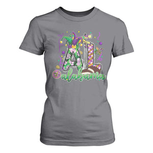 Funny Mardi Gras In Alabama AL T Shirt For Women Moon Pie Jester Hat TS11 Charcoal Print Your Wear