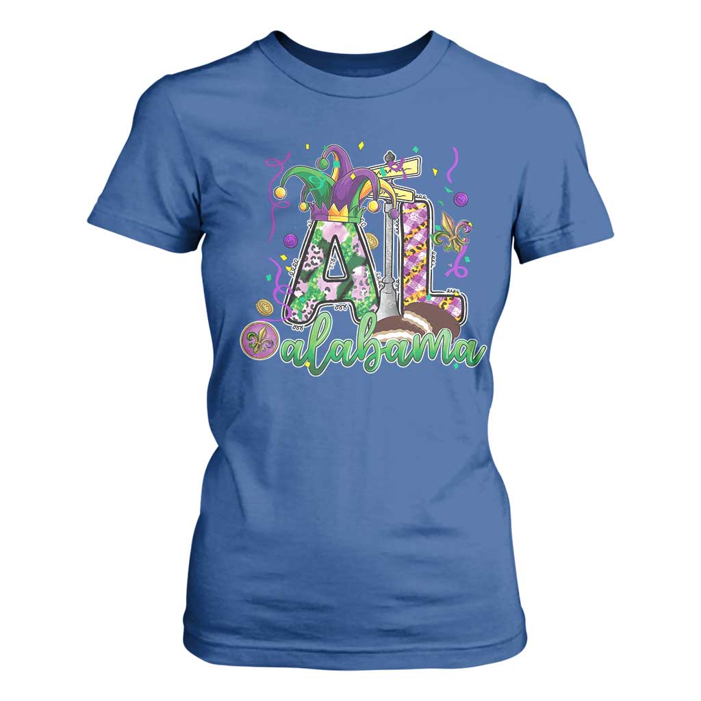 Funny Mardi Gras In Alabama AL T Shirt For Women Moon Pie Jester Hat TS11 Royal Blue Print Your Wear