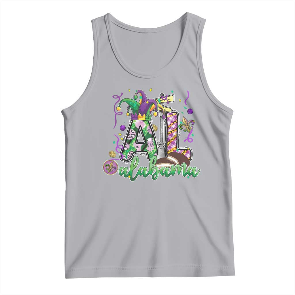 Funny Mardi Gras In Alabama AL Tank Top Moon Pie Jester Hat TS11 Athletic Heather Print Your Wear