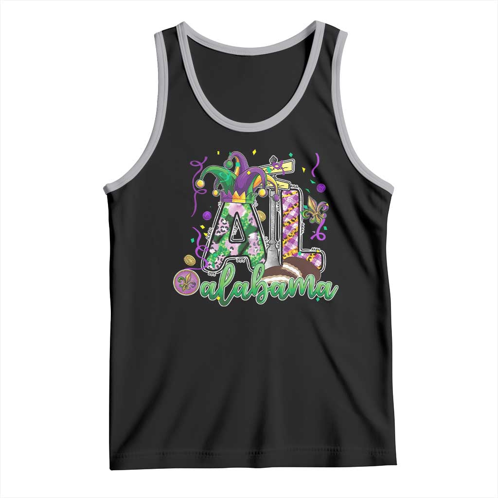 Funny Mardi Gras In Alabama AL Tank Top Moon Pie Jester Hat TS11 Black Athletic Heather Print Your Wear