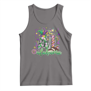 Funny Mardi Gras In Alabama AL Tank Top Moon Pie Jester Hat TS11 Deep Heather Print Your Wear